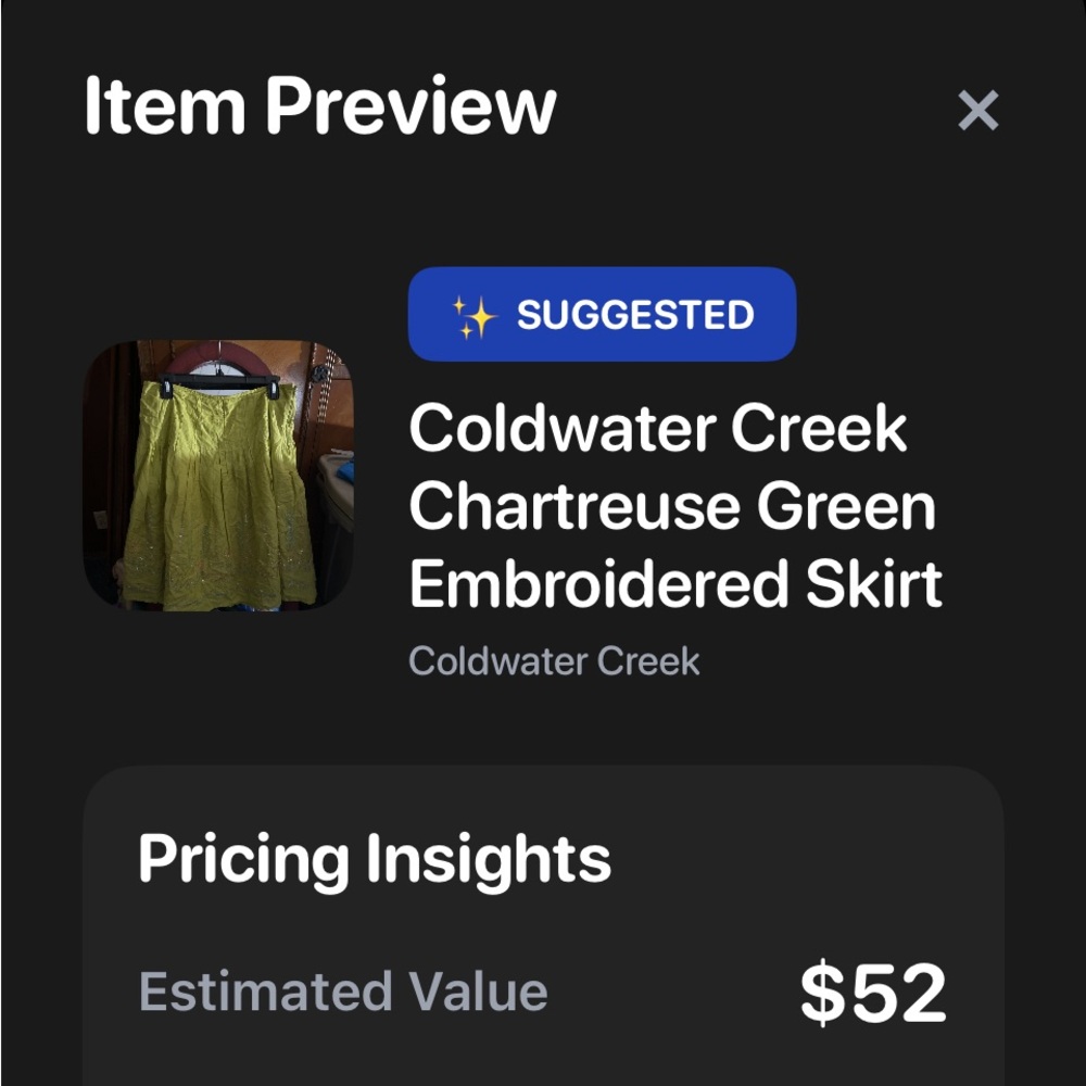 Coldwater Creek Lime Green Embroidered Skirt